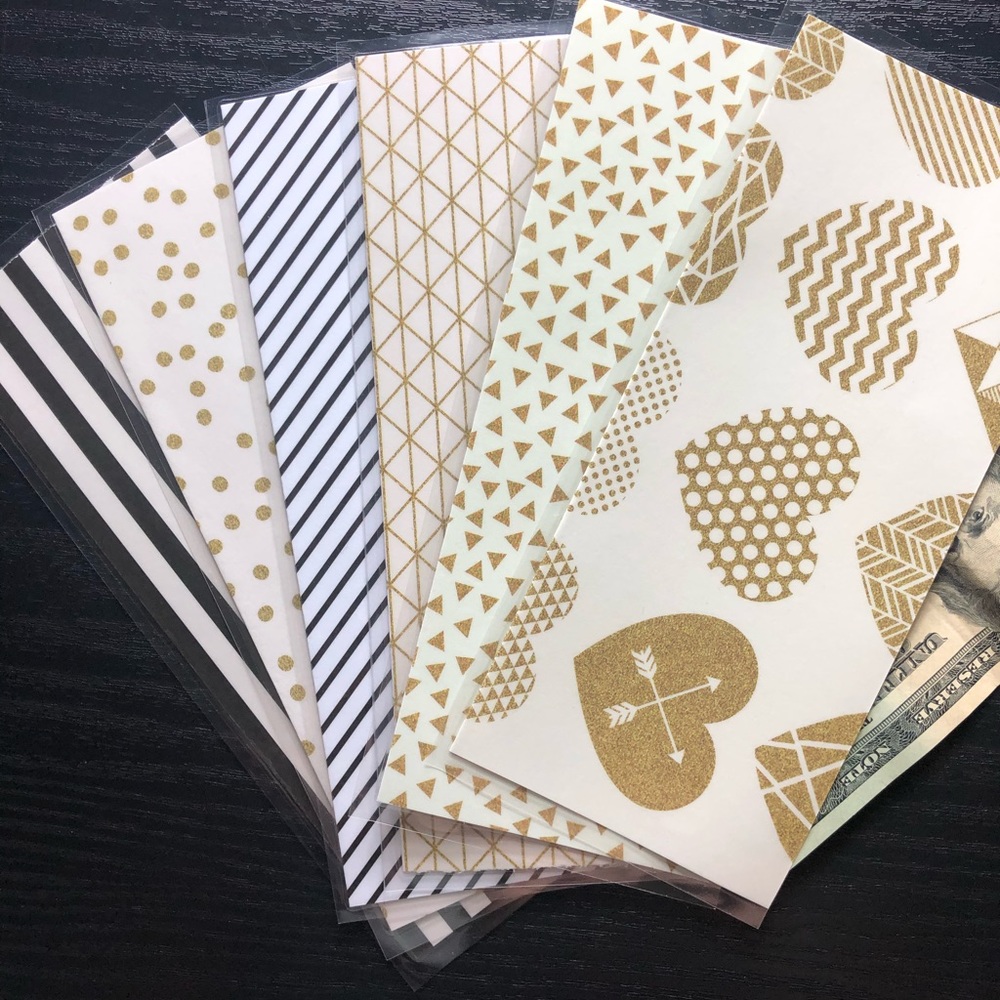 6 Laminated cash envelopes, cash stuffing, budget